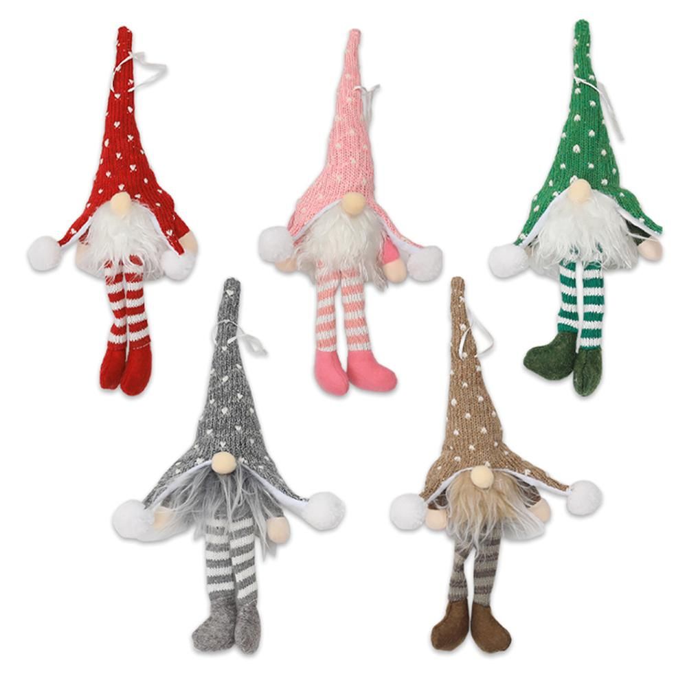 Mini Christmas Ornament Long Leg Forest Man Design Xmas LEDs Light Illuminated Lamp Tree Hanging DIY Decoration Deco Lanyard for Festival Holiday Present Gift