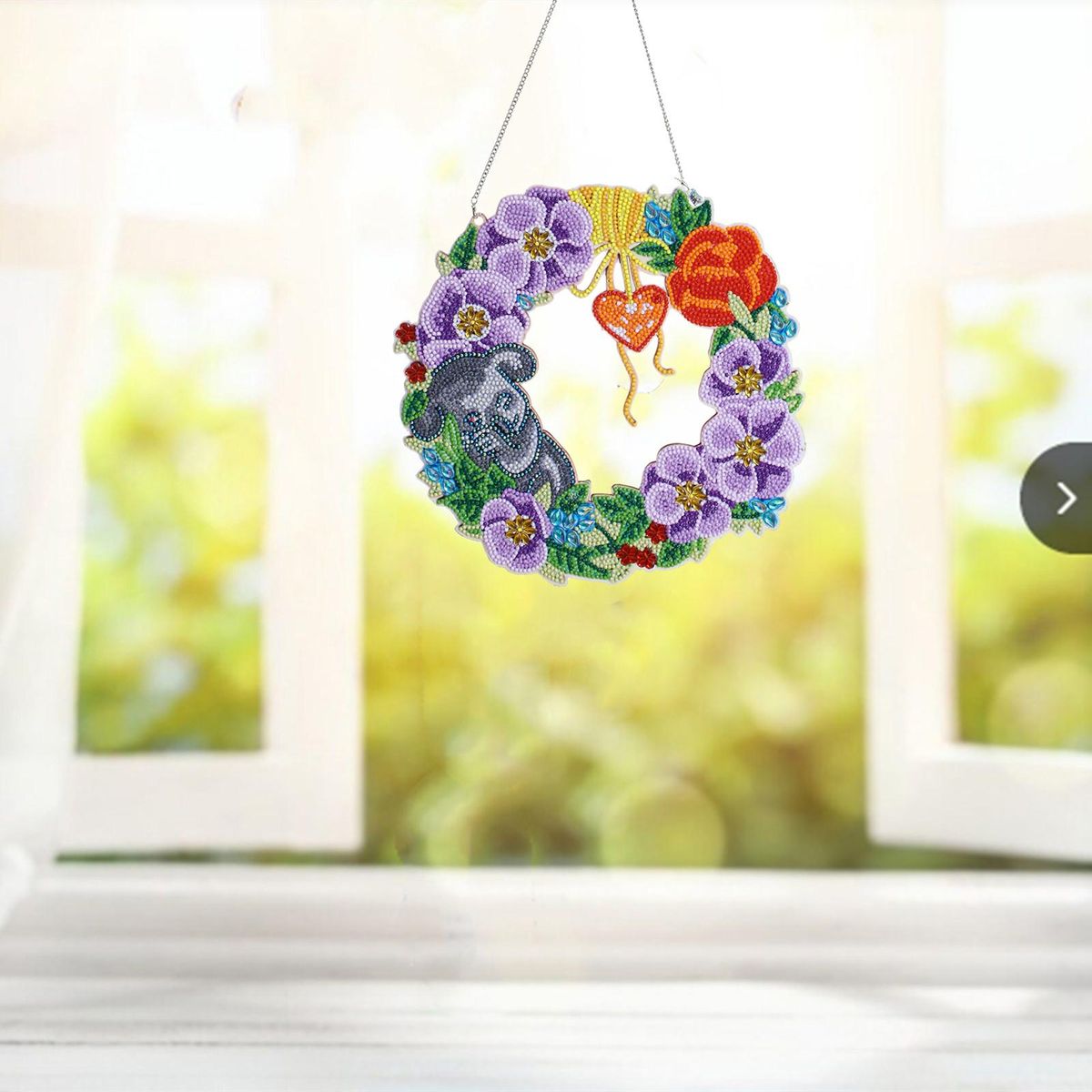 5D Diamond Paint Christmas Wreath DIY Round Garland Decoration Ornaments Set for Window Wall Door Decor Adults Children