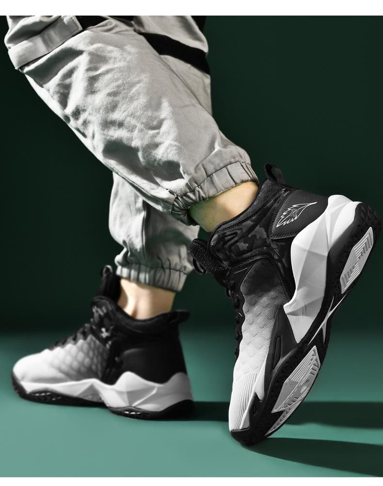 Plus Size (39-48) Basketball Shoes Men's Sports Shoes Black