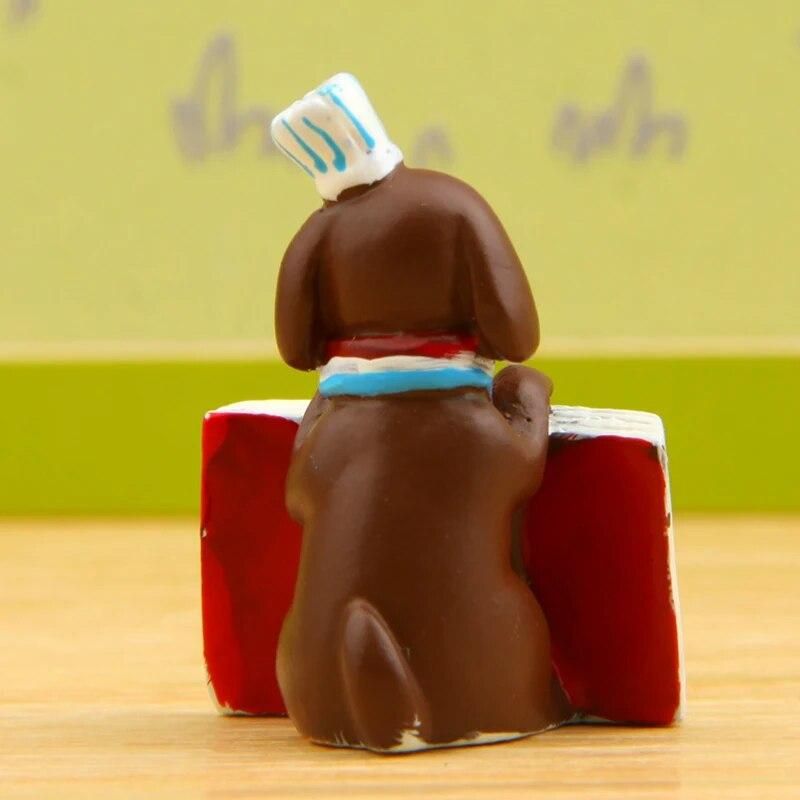 2pcs/lot Zakka Puppy Restaurant  Figures Toys  Resin Kawai Dog Action Figures Decoration Props Ornaments Children Home Decor