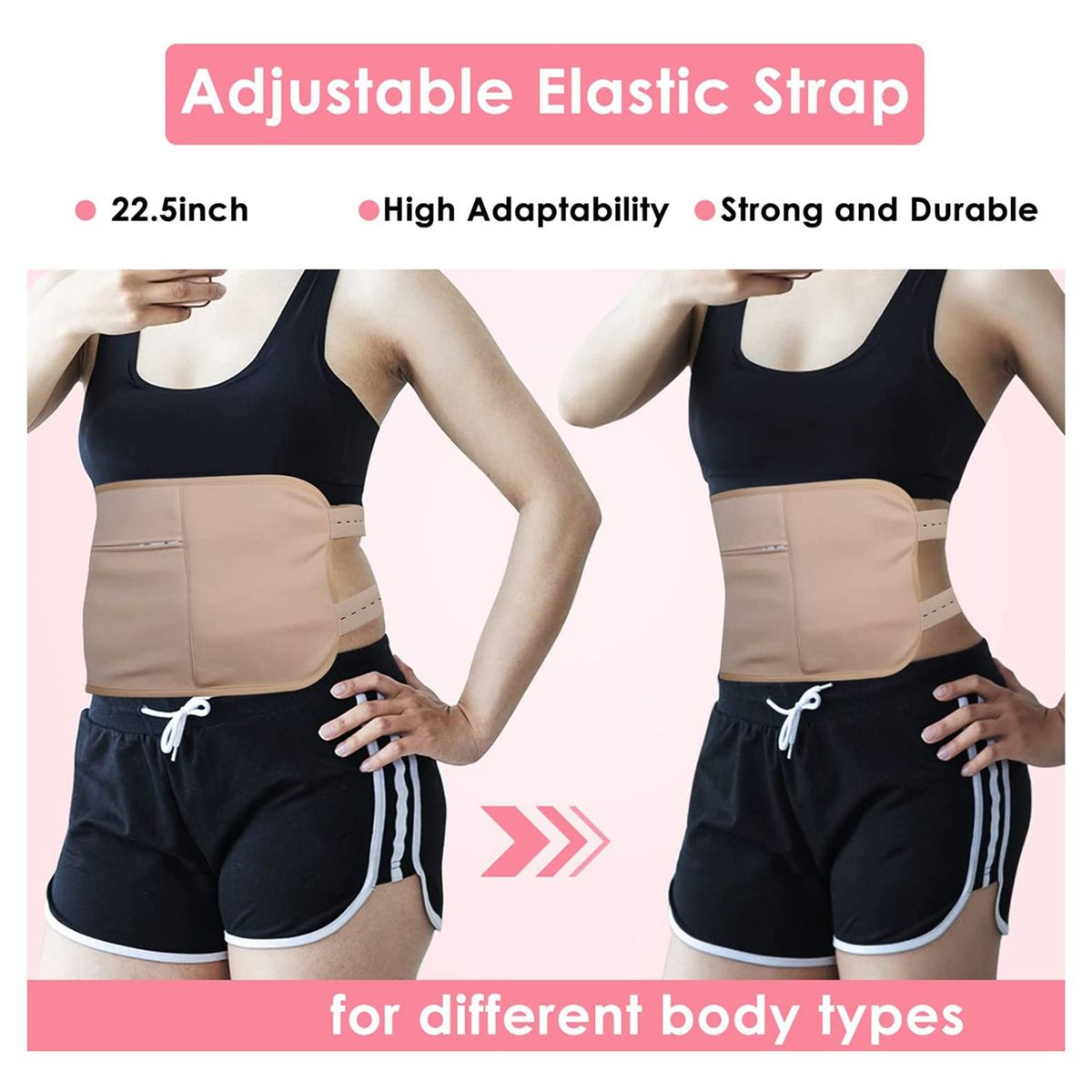Reusable Organic Castor Oil Pack Kit, Adjustable Elastic Strap(Khaki)