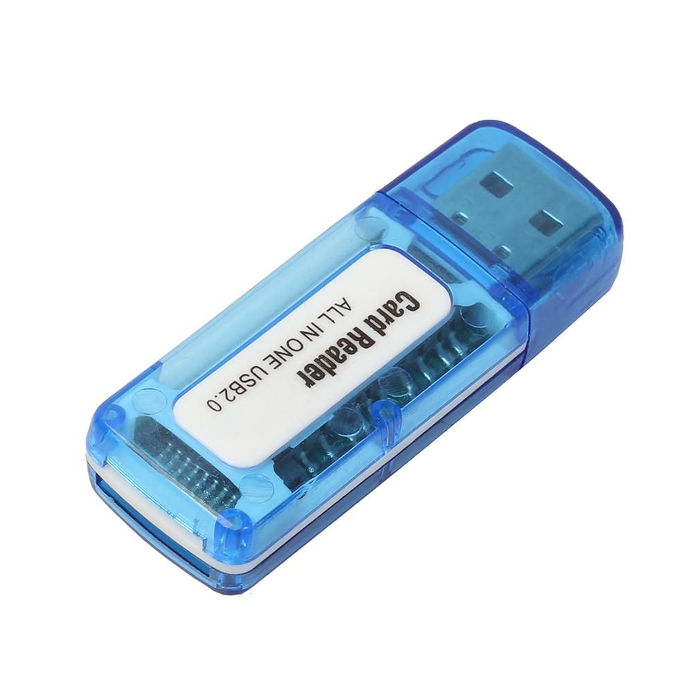 1Pc USB 2.0 4 in 1 Memory Multi Card Reader for M2 SD-Blue