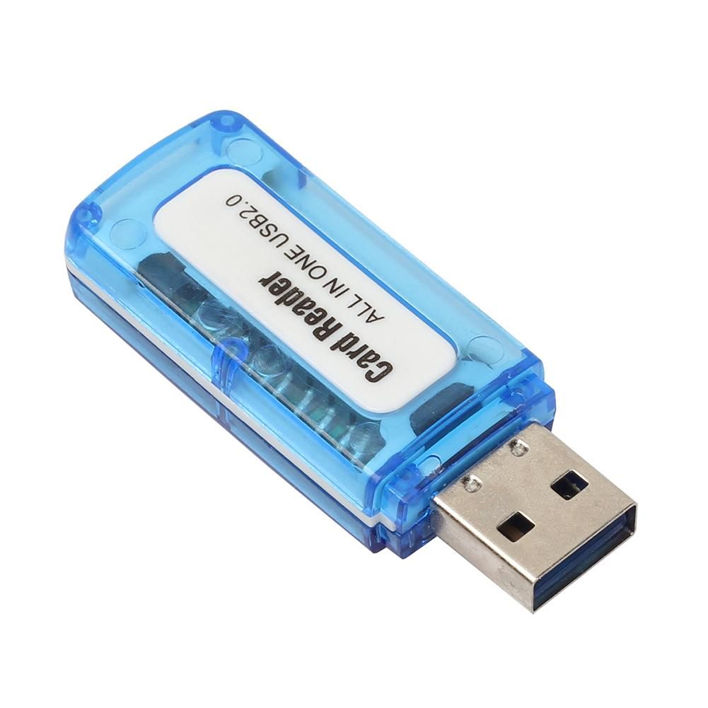 1Pc USB 2.0 4 in 1 Memory Multi Card Reader for M2 SD-Blue