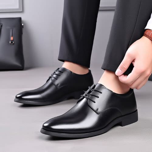 Men Corporate Leather Shoe- Black