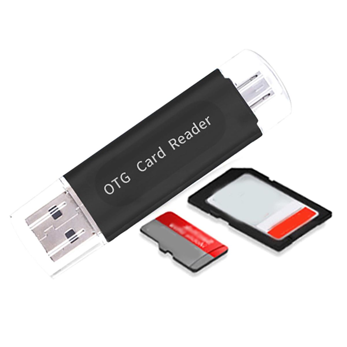 2 in 1 USB 2.0 Phone OTG Dual TF SD Card Reader-White