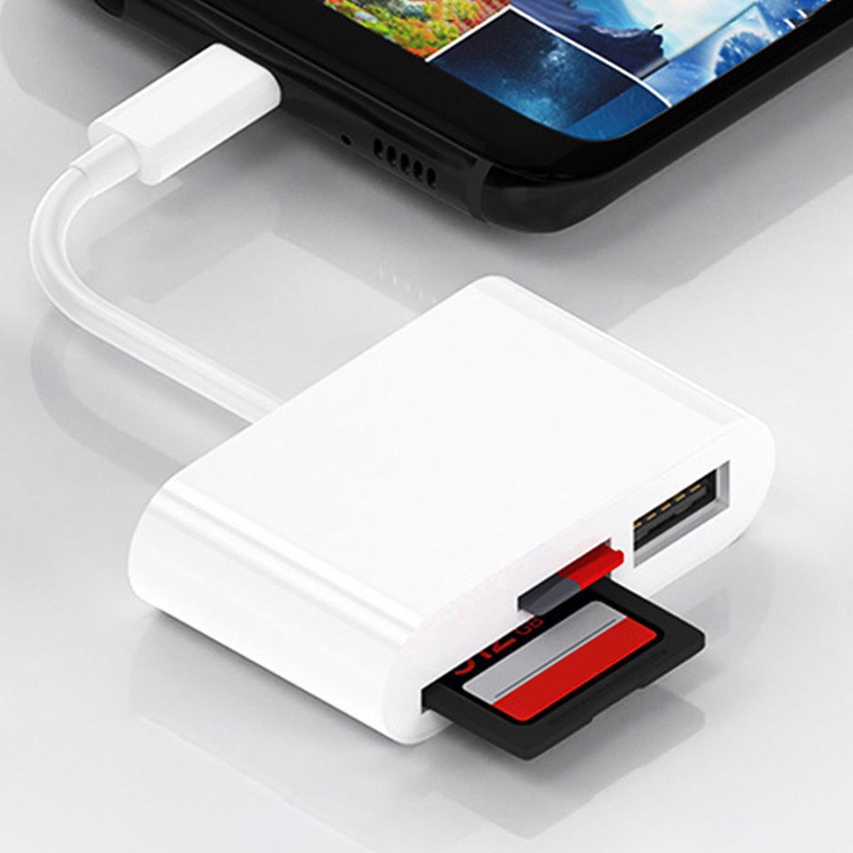 Card Reader 3-in-1 Multifunctional USB 2.0/Type-C U-White