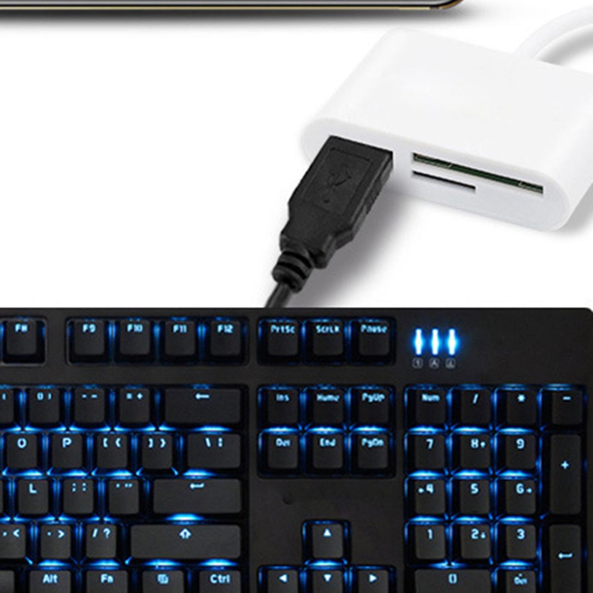 Card Reader 3-in-1 Multifunctional USB 2.0/Type-C U-White