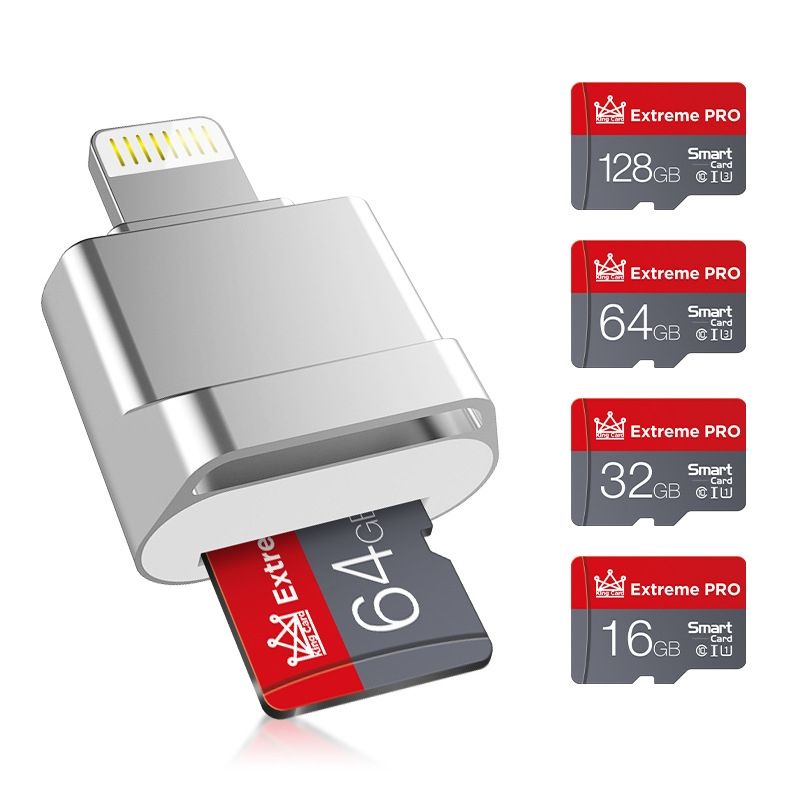 MicroDrive 8pin To TF Card Adapter Mini IPhone & IPad TF Card Reader (Silver)