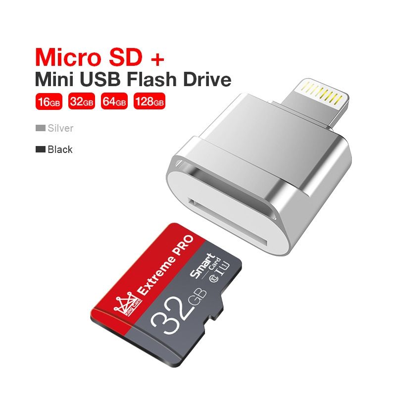MicroDrive 8pin To TF Card Adapter Mini IPhone & IPad TF Card Reader (Silver)