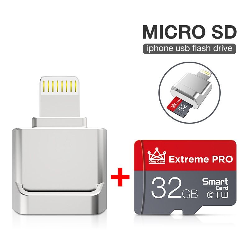 MicroDrive 8pin To TF Card Adapter Mini IPhone & IPad TF Card Reader (Silver)