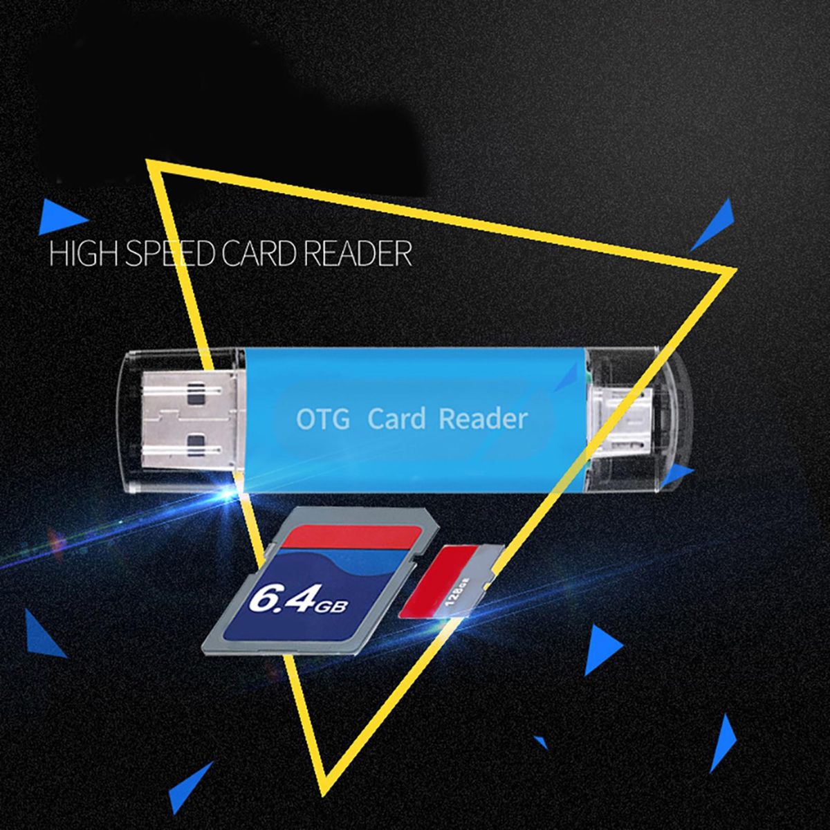 2 in 1 USB 2.0 Phone OTG Dual TF SD Card Reader-Black