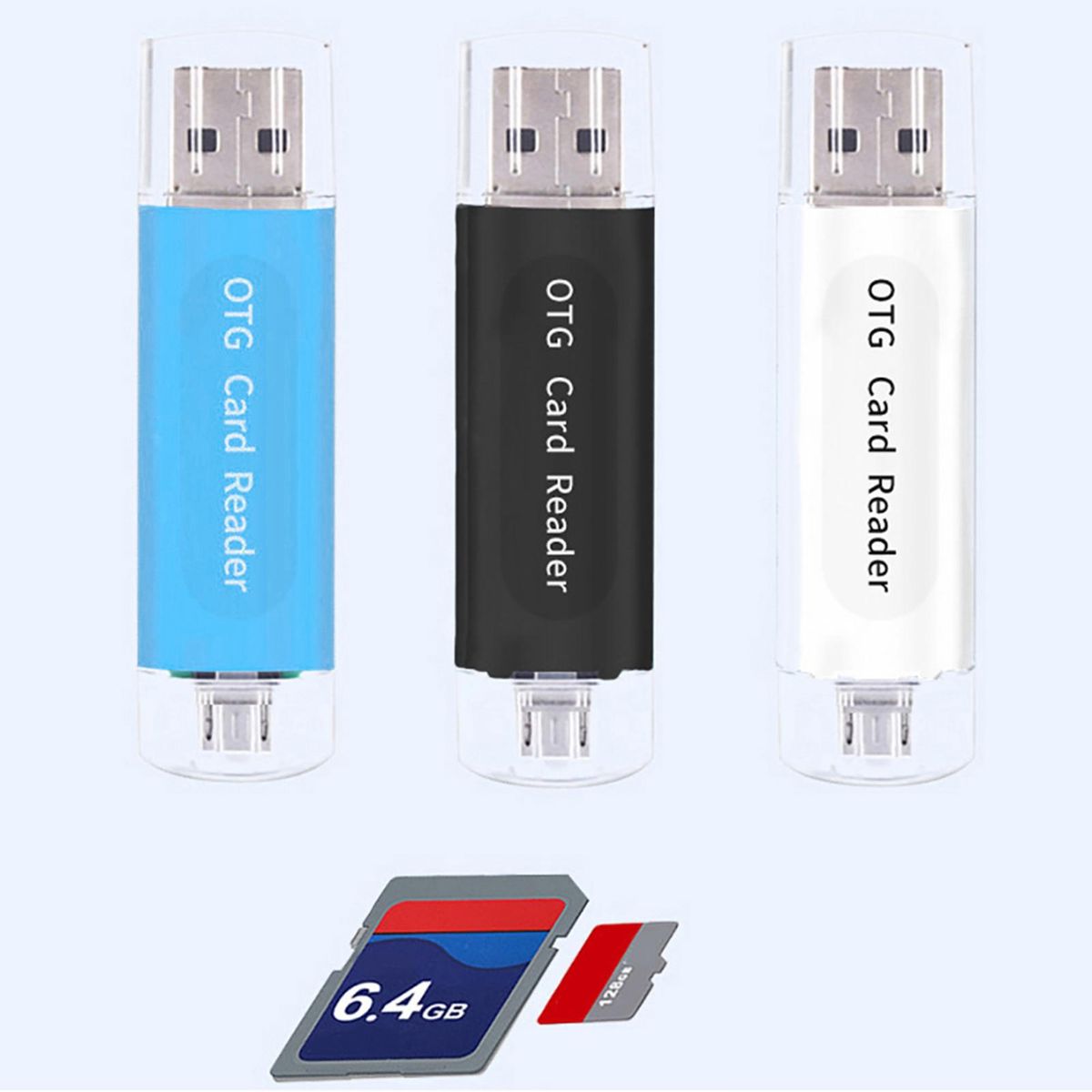 2 in 1 USB 2.0 Phone OTG Dual TF SD Card Reader-Black