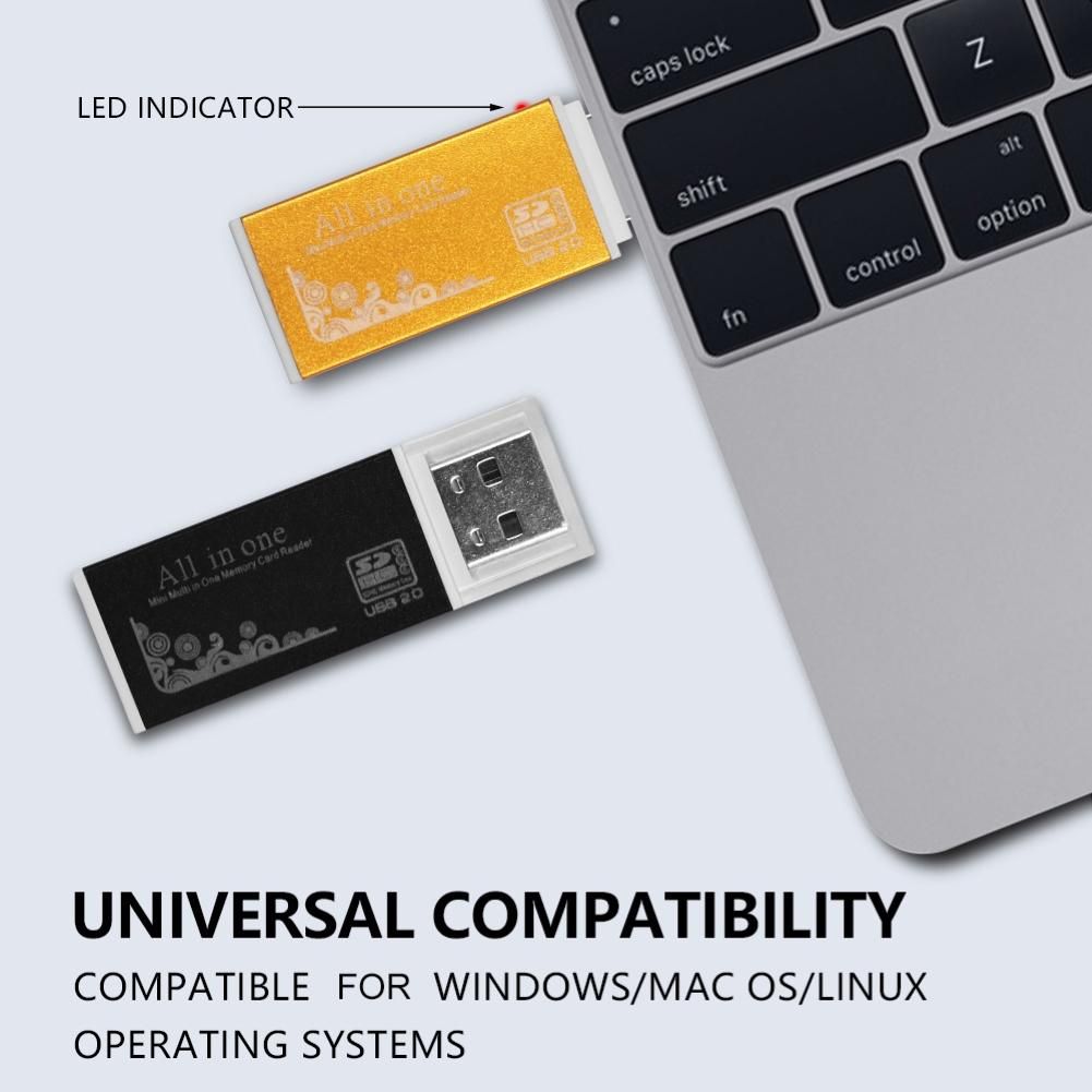 Multifunctional USB 2.0 Micro-SD/TF/CT/MS/SDHC/MMC-Black