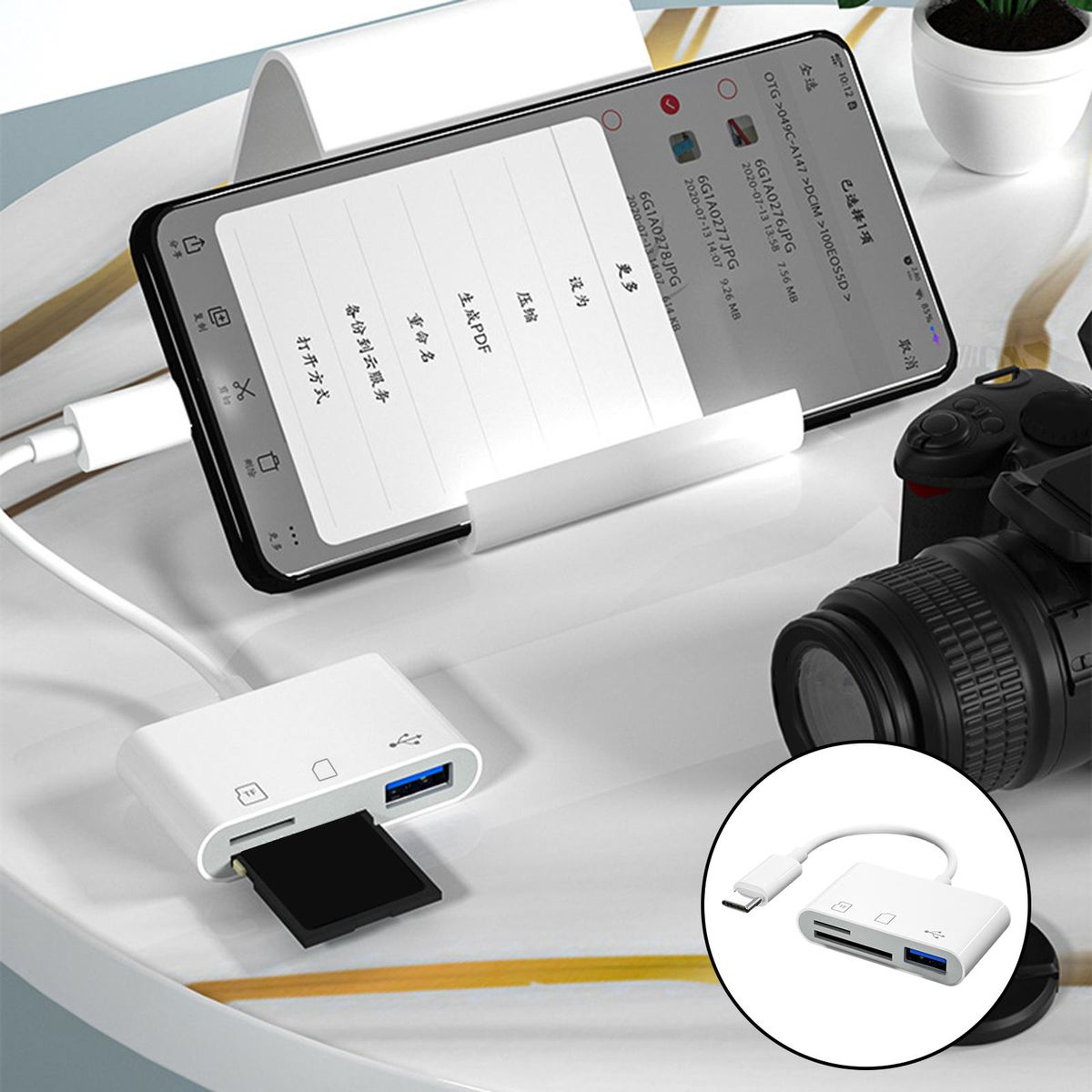 3 In 1 Type C TF SD Card Reader Hub Camera Memory Card Reader