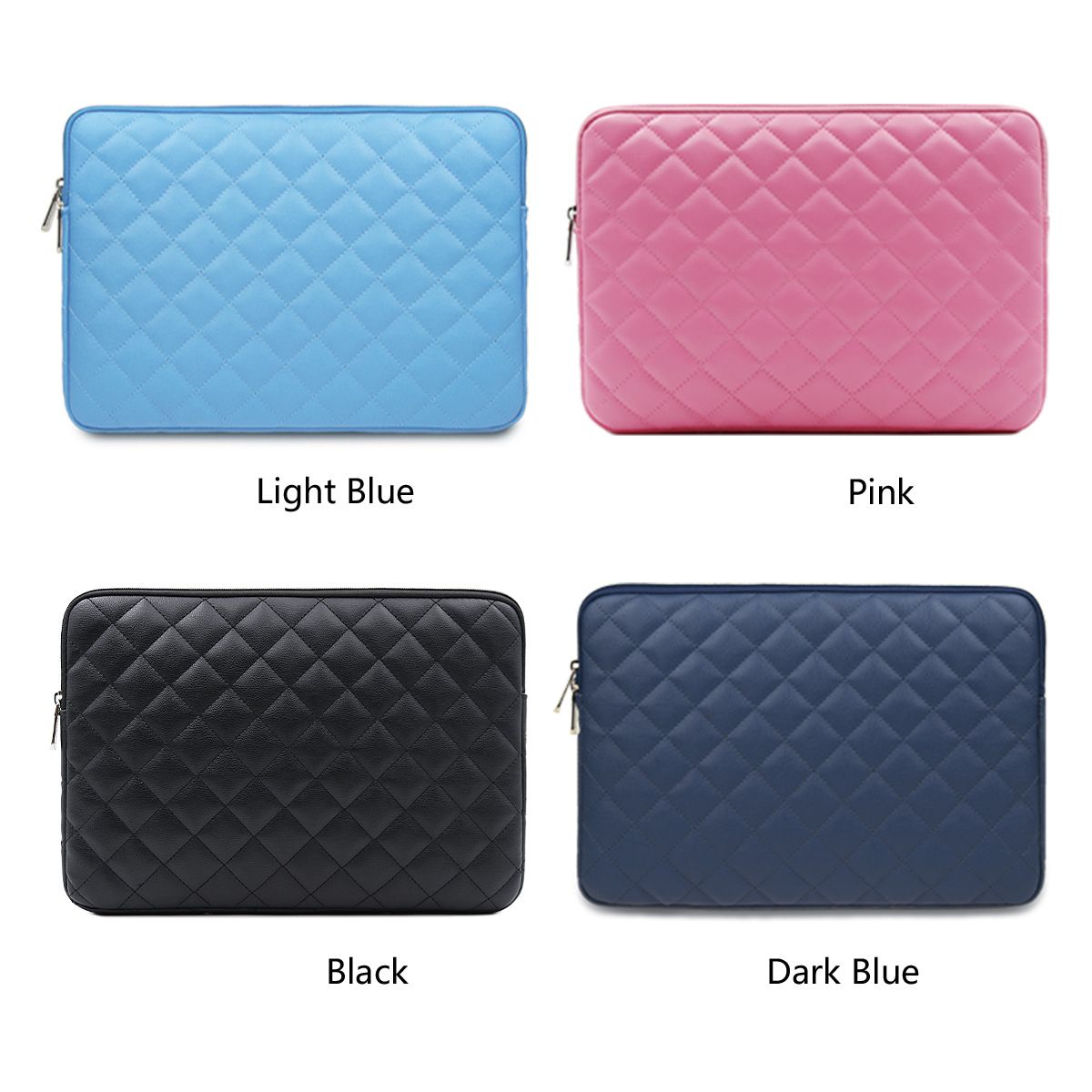13.3 Inch Laptop Sleeve Diamond PU Leather Case-Black