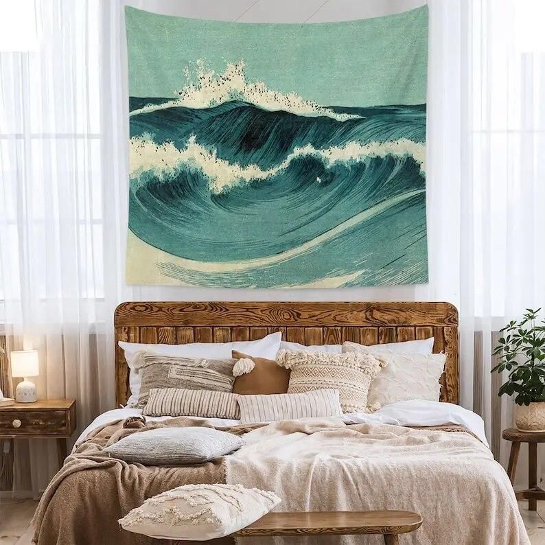 Blue Ocean Waves Wall Art Tapestries,Nature Landscape Tapestry,Bedroom/ Room Wall ,Background Cloth,Modern Art Wall Hanging,Gift