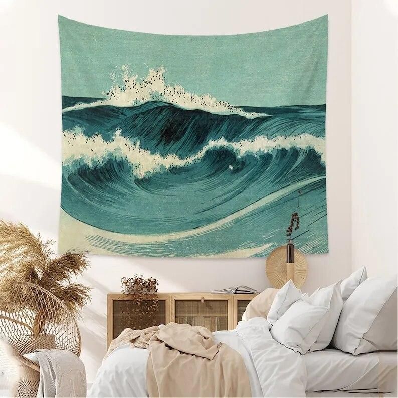 Blue Ocean Waves Wall Art Tapestries,Nature Landscape Tapestry,Bedroom/ Room Wall ,Background Cloth,Modern Art Wall Hanging,Gift