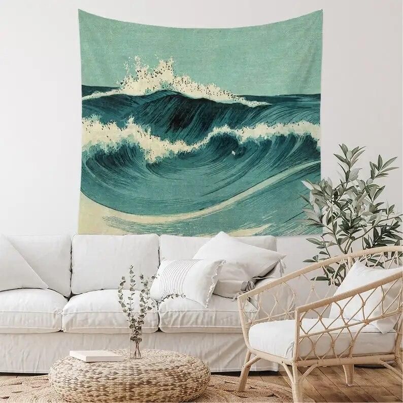 Blue Ocean Waves Wall Art Tapestries,Nature Landscape Tapestry,Bedroom/ Room Wall ,Background Cloth,Modern Art Wall Hanging,Gift