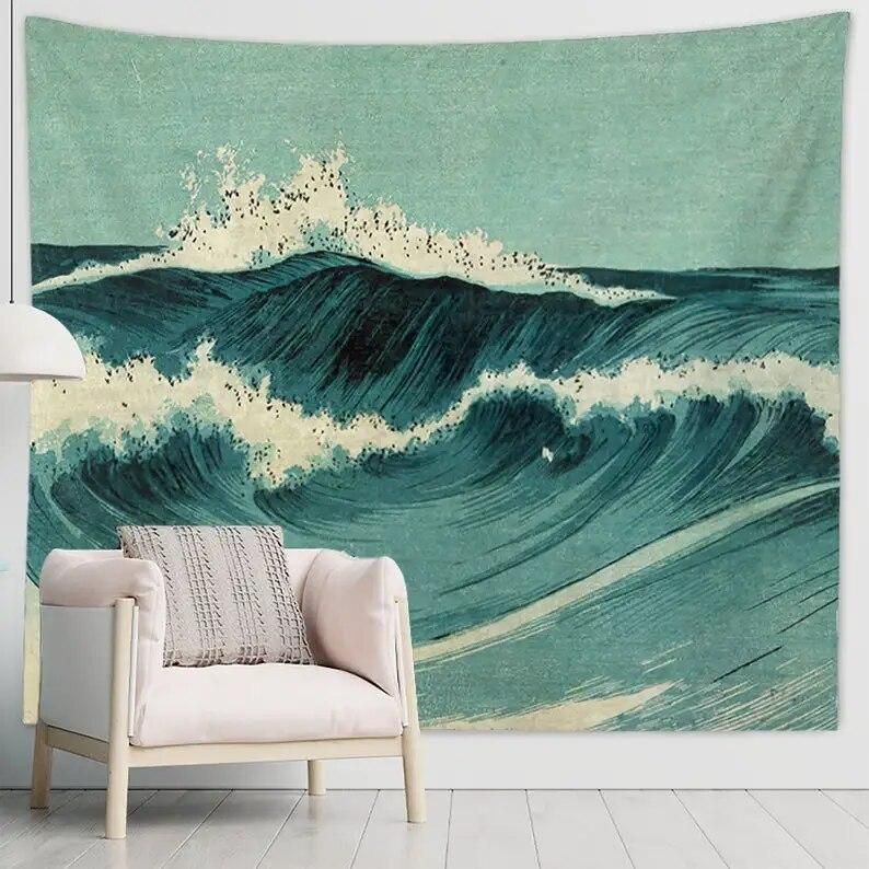 Blue Ocean Waves Wall Art Tapestries,Nature Landscape Tapestry,Bedroom/ Room Wall ,Background Cloth,Modern Art Wall Hanging,Gift