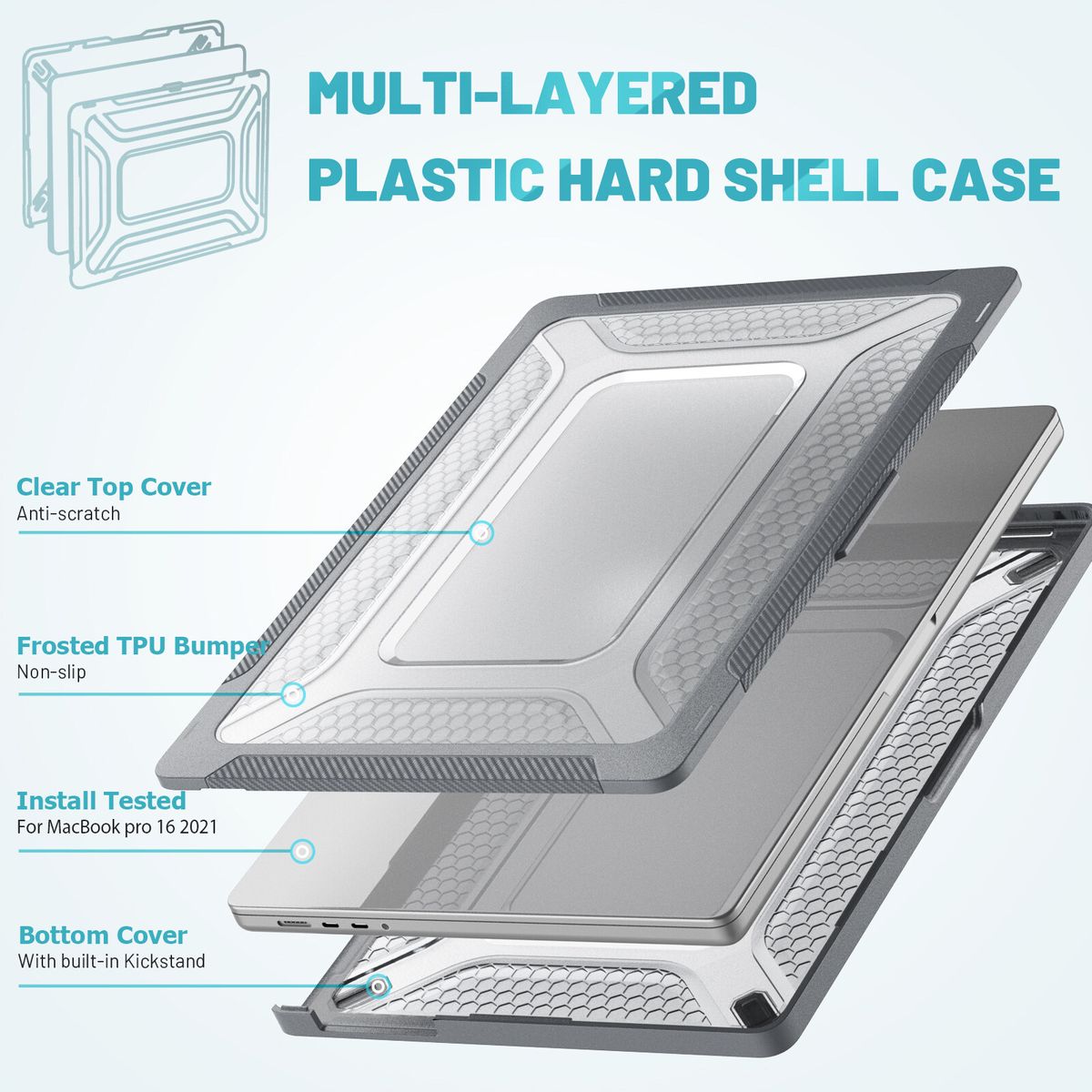 Heavy Duty Case For MacBook Pro 16 Inch (2023/2021 Release) A2780 M2 Pro/ A2485 M1 Pro/M1 Max