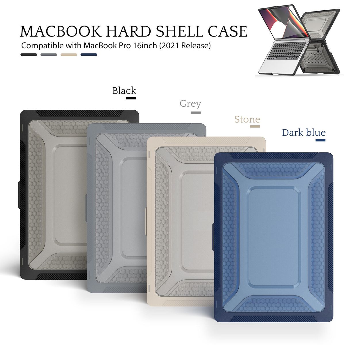 Heavy Duty Case For MacBook Pro 16 Inch (2023/2021 Release) A2780 M2 Pro/ A2485 M1 Pro/M1 Max