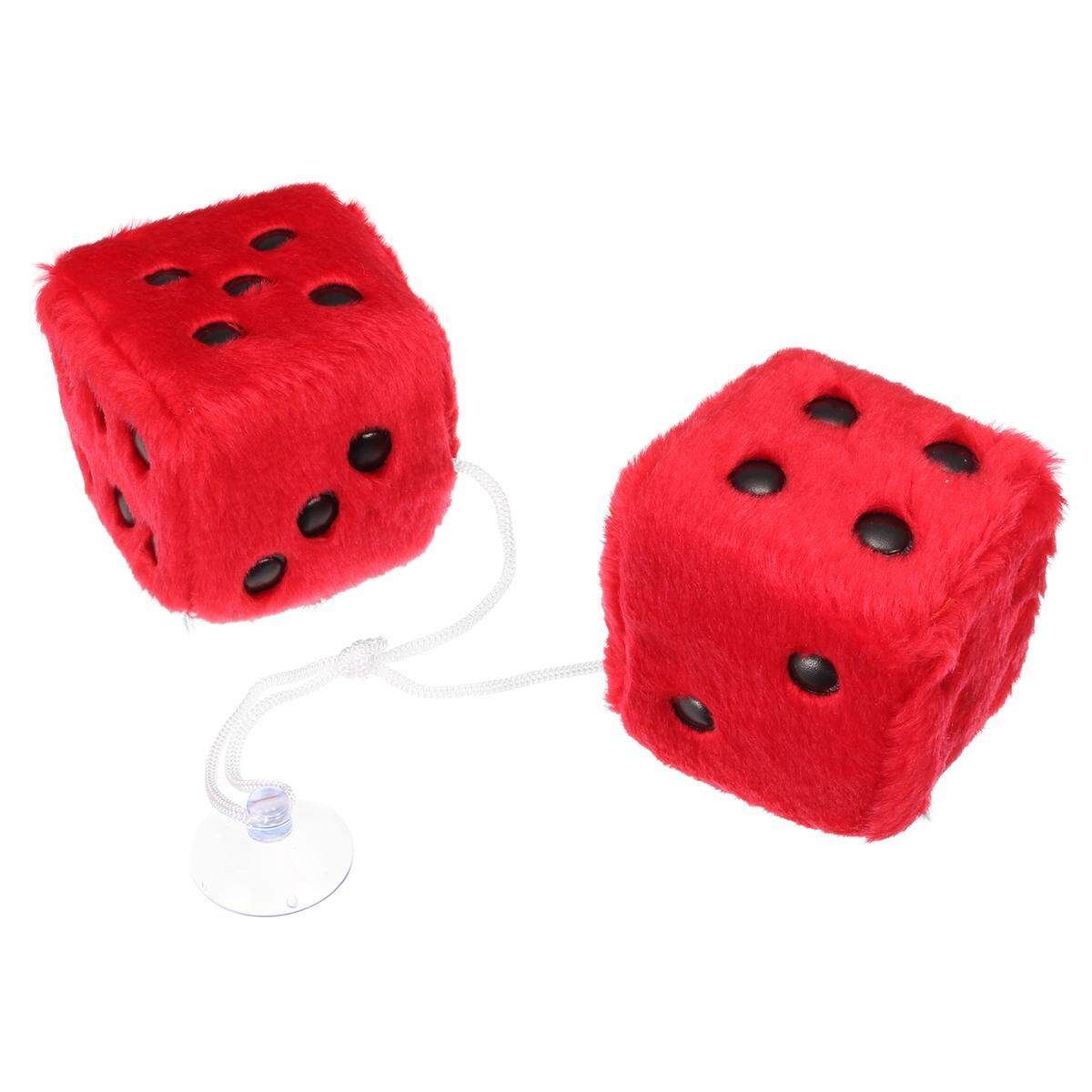 Zone Tech Vintage Car Red Hanging Mirror 2.75" Fuzzy Dice A Pair Red (red)