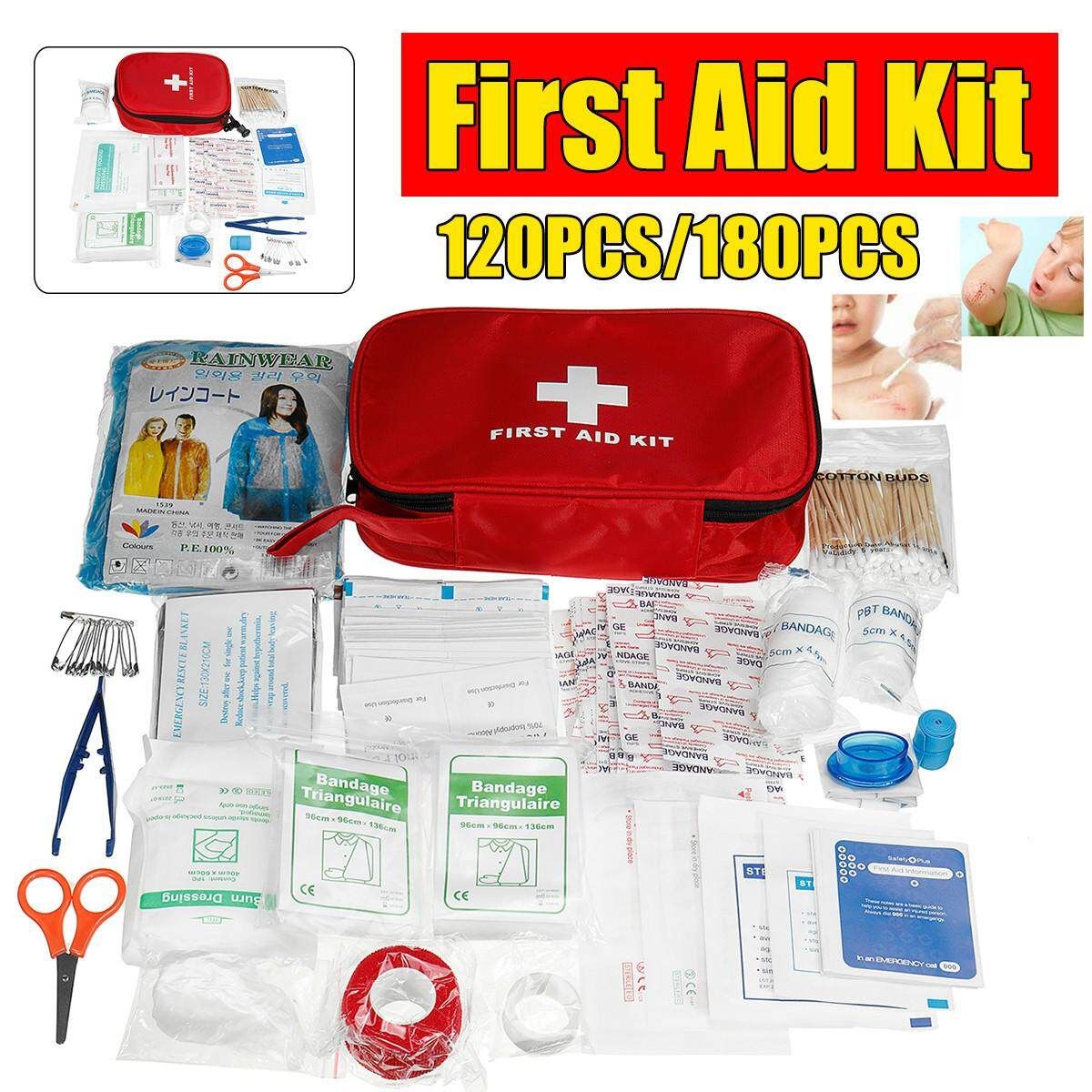 120PCS/180PCS First Aid Kit Waterproof Portable Essential Injuries Emergency Survival Kits For Car Kitchen Camping Travel Office Sports And Home