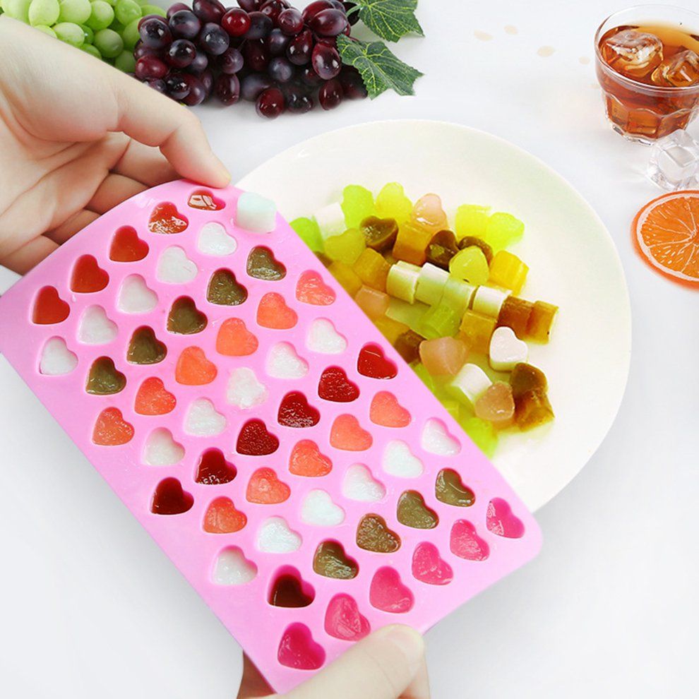 55 Lattice Heart Shape Ice Tray Cute Heart Shape Mini Silicone Ice Cube Chocolate Baking Candy Soap Mold