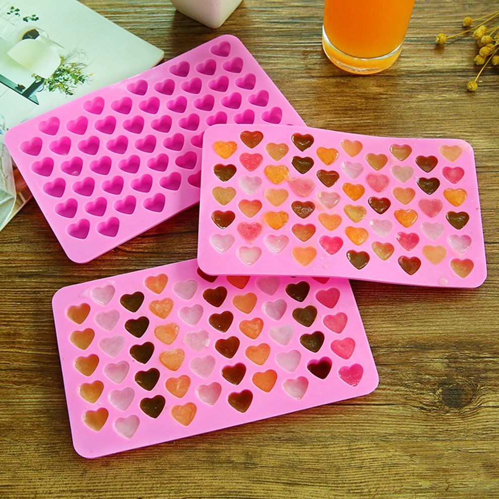 55 Lattice Heart Shape Ice Tray Cute Heart Shape Mini Silicone Ice Cube Chocolate Baking Candy Soap Mold