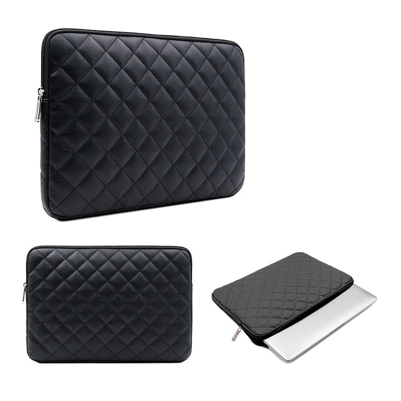 14 Inch Laptop Sleeve Diamond PU Leather Case-Black