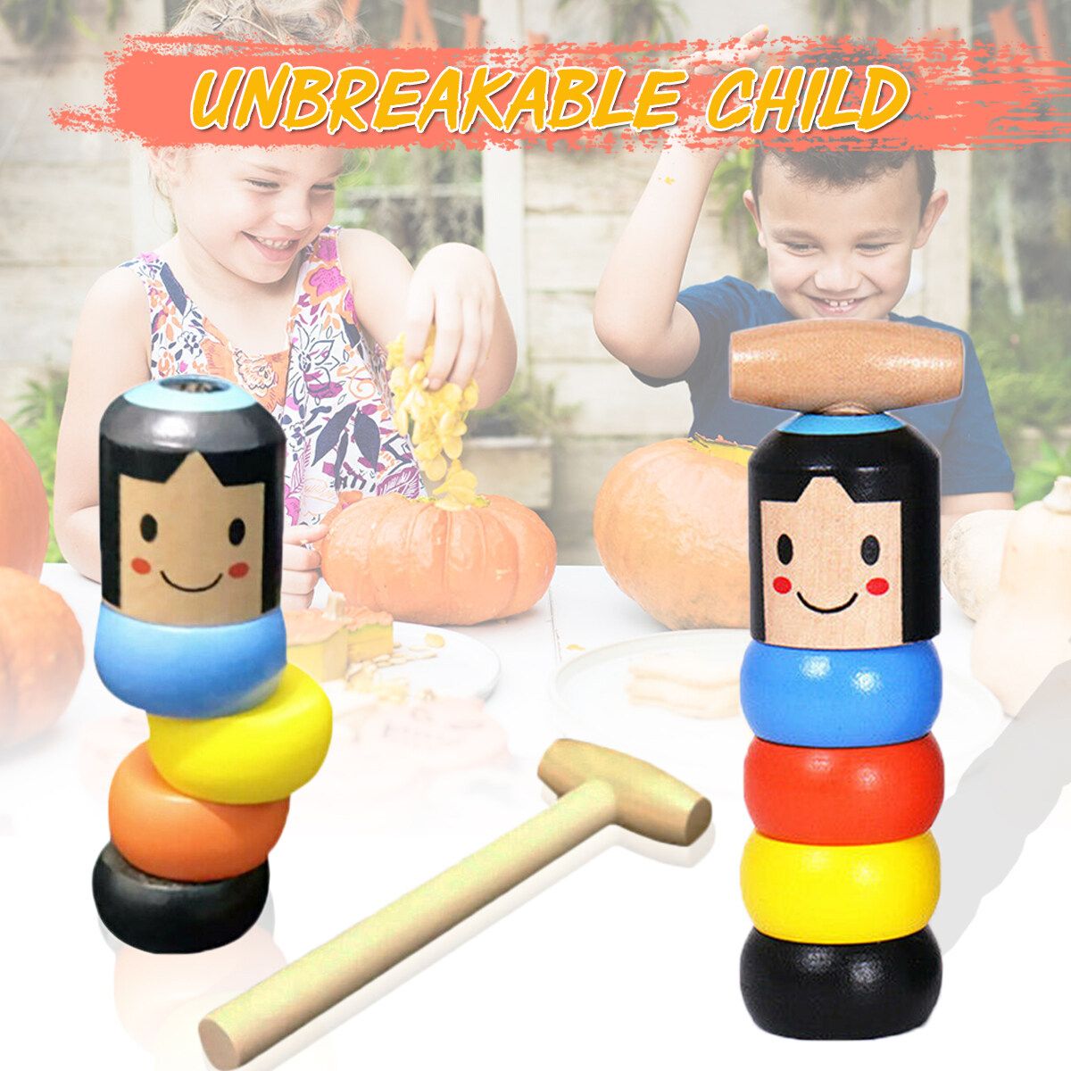 Halloween Unbreakable Wooden Magic Puppet Magic Daruma Kid's Toys Supply Gift