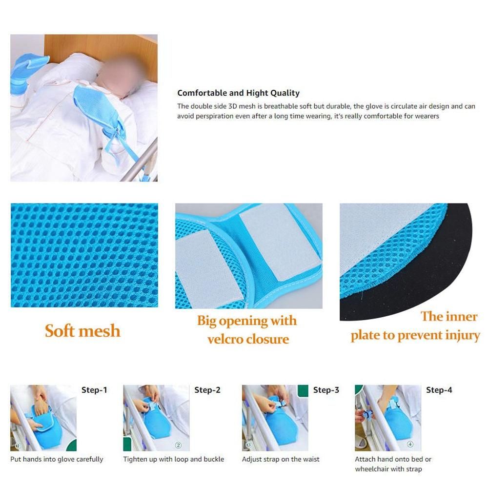 1 Pair Hand Restraint Glove Safety Breathable Dementia Anti Scratch Mitts