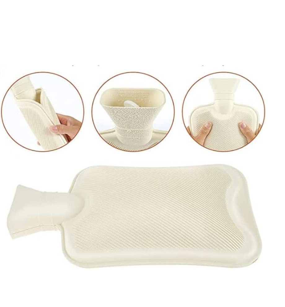 2L Hot Water Bottle For Pain Relief, With Cosy Cover - Peach