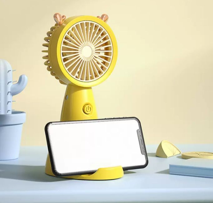 Portable Hand Held Rechargeable Fan With Phone Stand