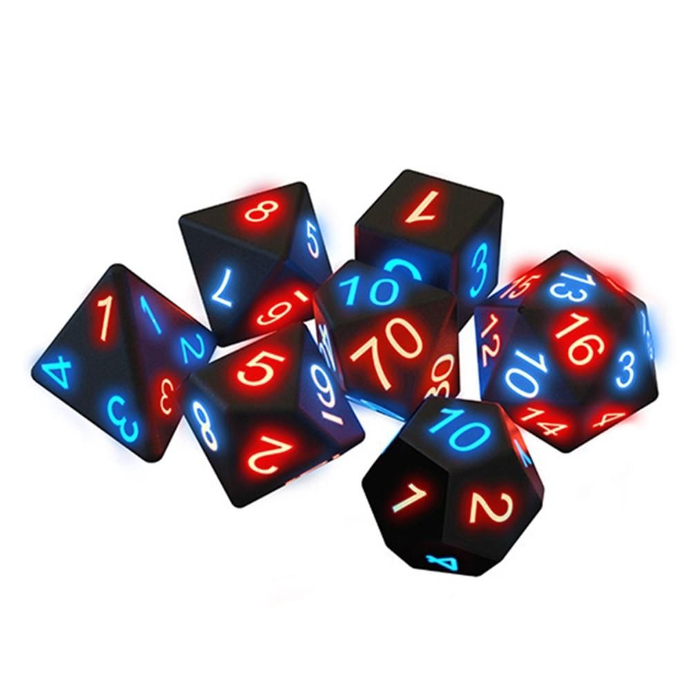 7pcs Electronic Dices Glowing Dices for Camping Hiking Parties Table Games