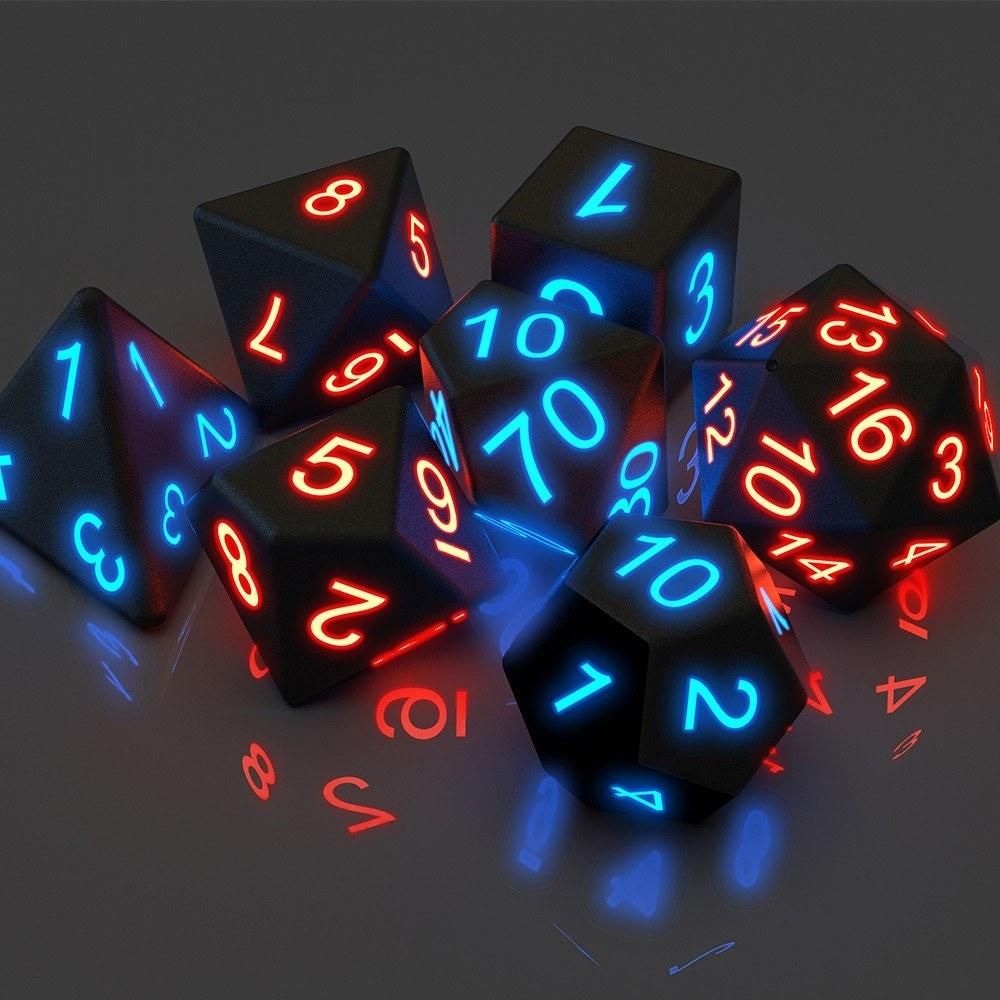 7pcs Electronic Dices Glowing Dices for Camping Hiking Parties Table Games