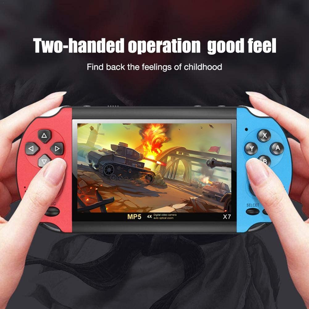 X7 Handheld Game Player 4.3 Inch LCD Display 8GB Double-rocker 3000 Classic Game Retro Mini Pocket Game Console MP5 Video Player（Blue)