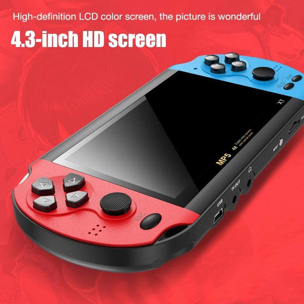 X7 Handheld Game Player 4.3 Inch LCD Display 8GB Double-rocker 3000 Classic Game Retro Mini Pocket Game Console MP5 Video Player（Blue)
