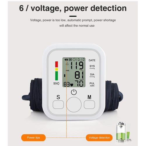 Digital Blood Pressure Monitor Meter BP Heartbeat Test + Usb Battery