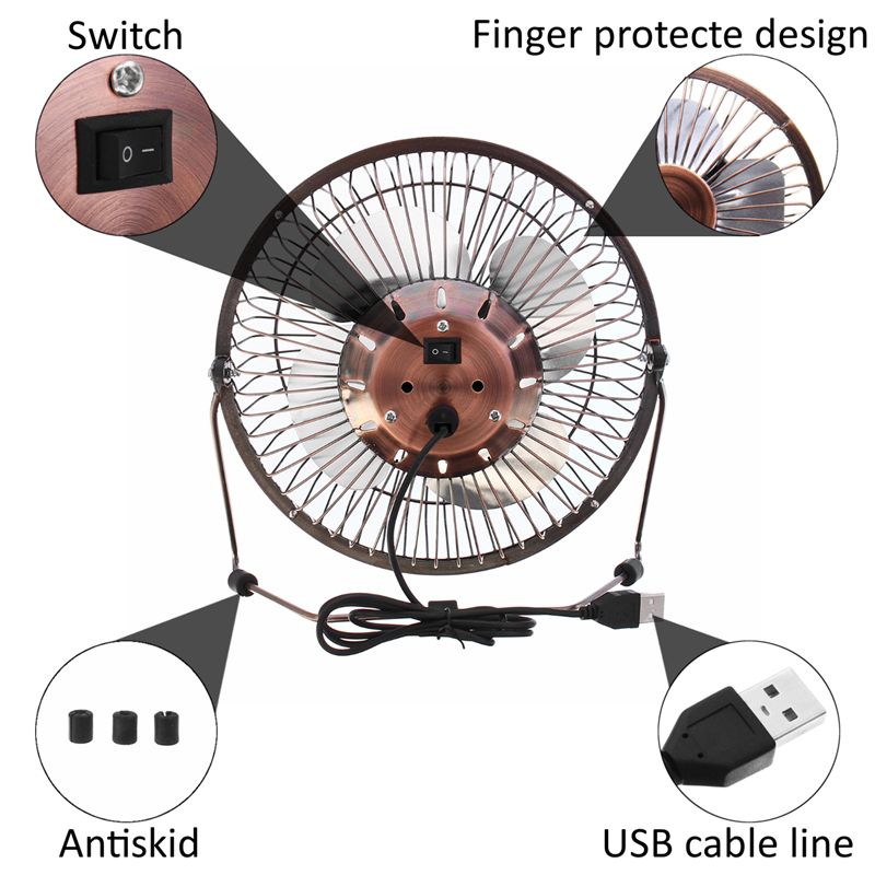 46 Inch Bronze Retro USB Fan Iron Cooling Fan 5V Handy