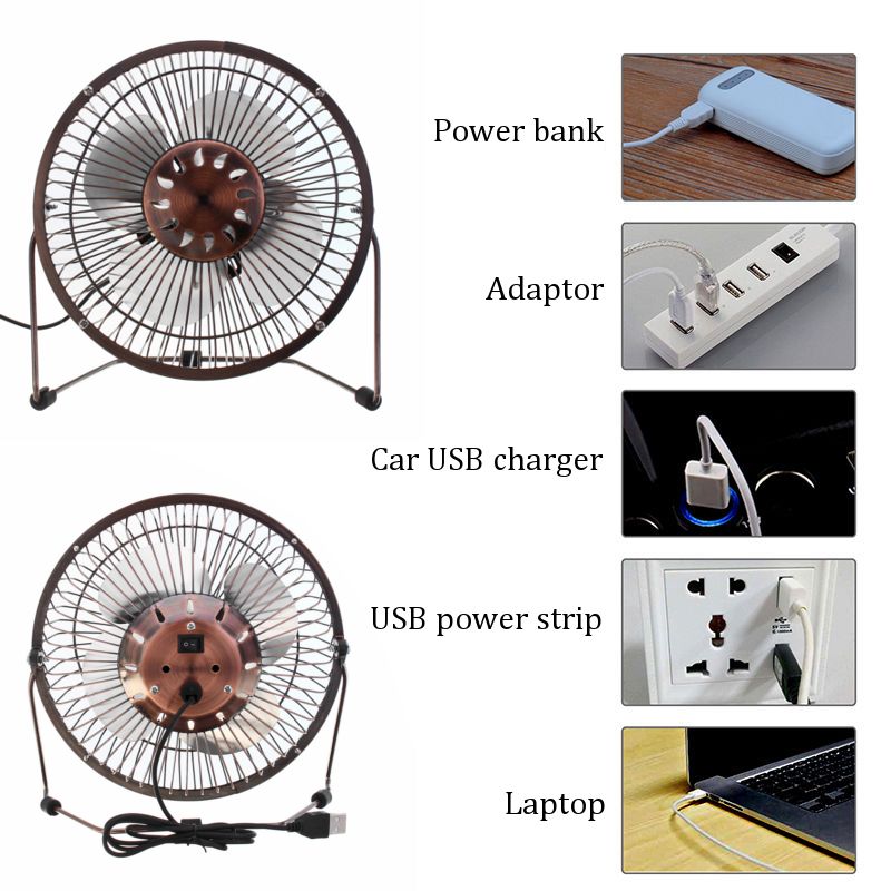46 Inch Bronze Retro USB Fan Iron Cooling Fan 5V Handy