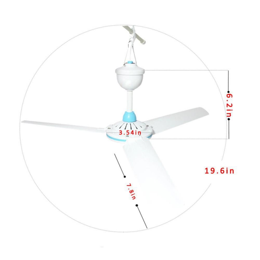 DC12V Ceiling Fan 3 Blades 6w Plastic Energy Saving Mini