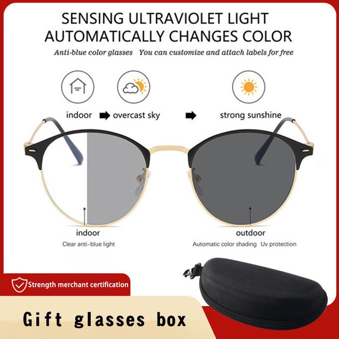 Color Change Anti Blue Light Glasses Photochromic Sunglasses