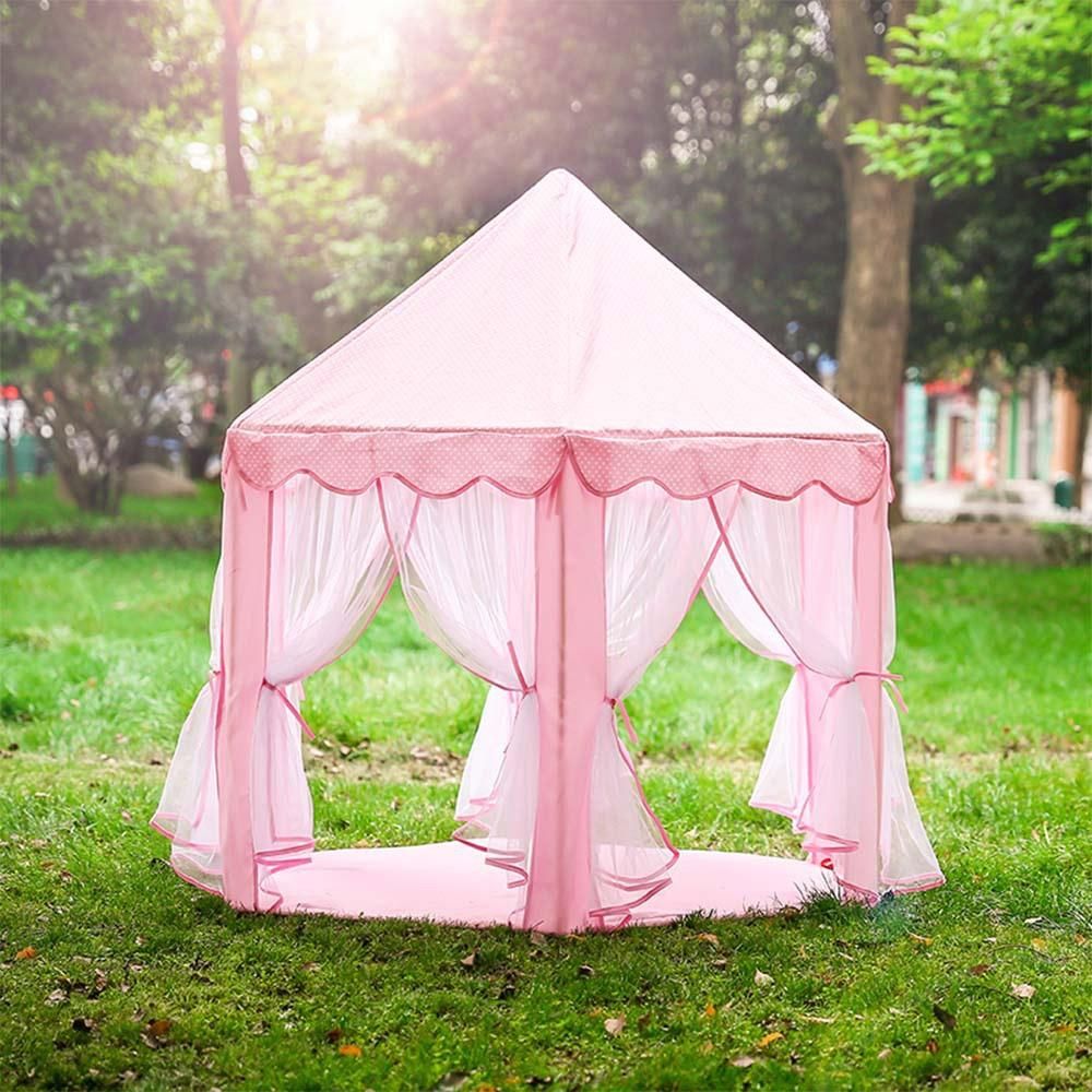Princess Tent Large Castle Play Tent Fairy Playhouse for Girls Kids Play Tent with Mesh Curtains Zipper Storage Bag Portable Foldable Play House for Indoors Outdoors