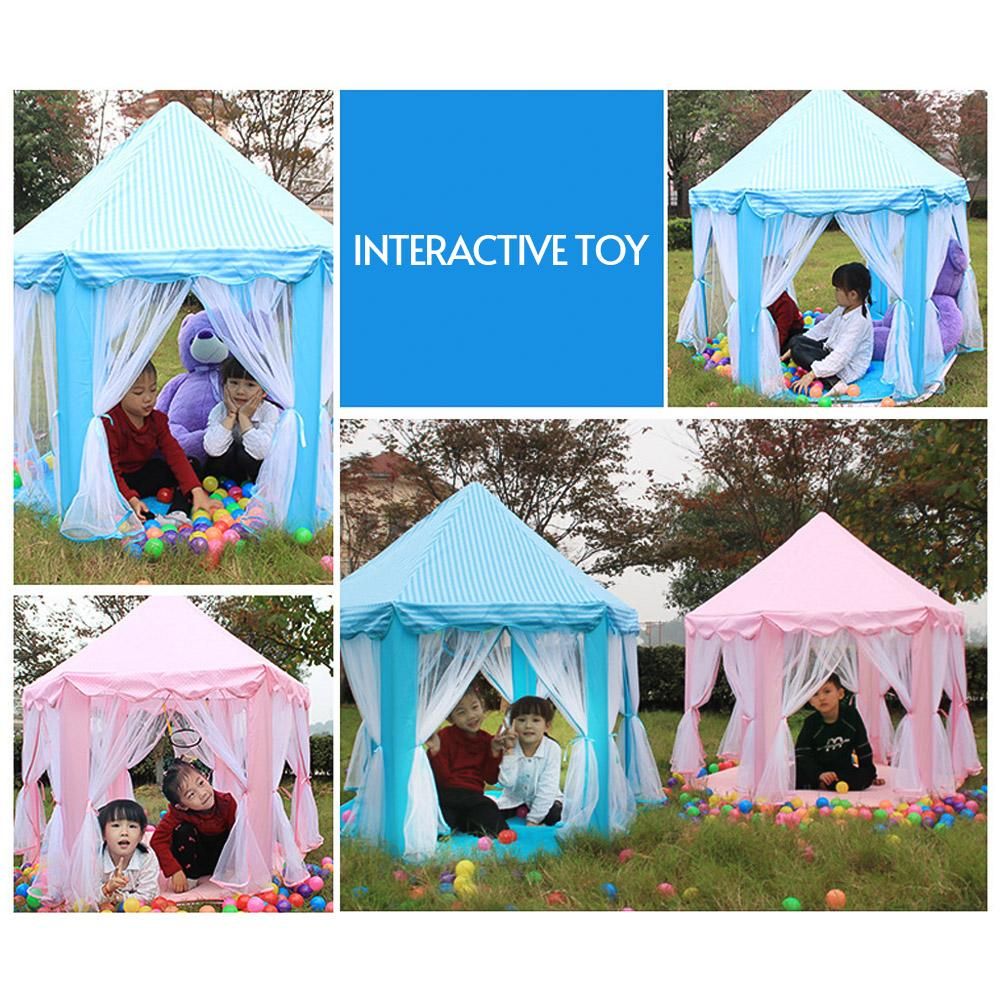 Princess Tent Large Castle Play Tent Fairy Playhouse for Girls Kids Play Tent with Mesh Curtains Zipper Storage Bag Portable Foldable Play House for Indoors Outdoors