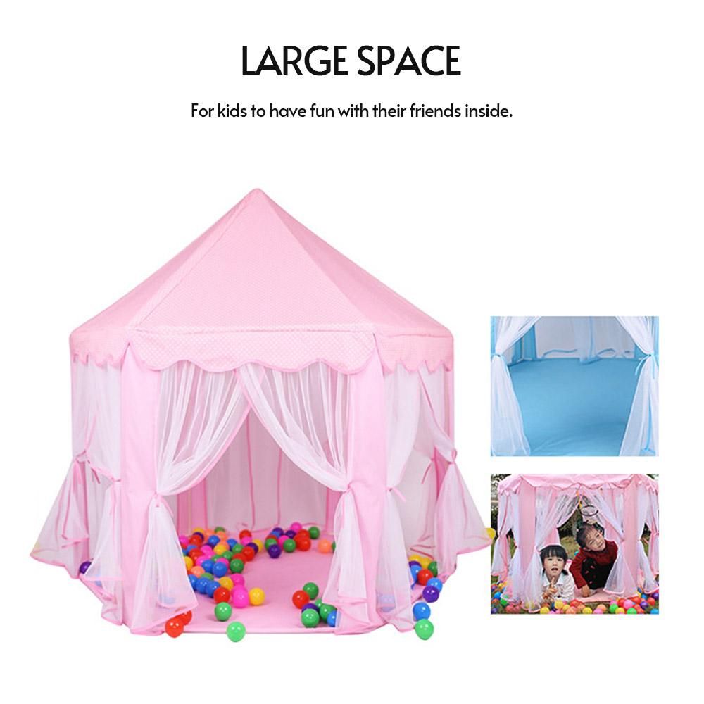 Princess Tent Large Castle Play Tent Fairy Playhouse for Girls Kids Play Tent with Mesh Curtains Zipper Storage Bag Portable Foldable Play House for Indoors Outdoors