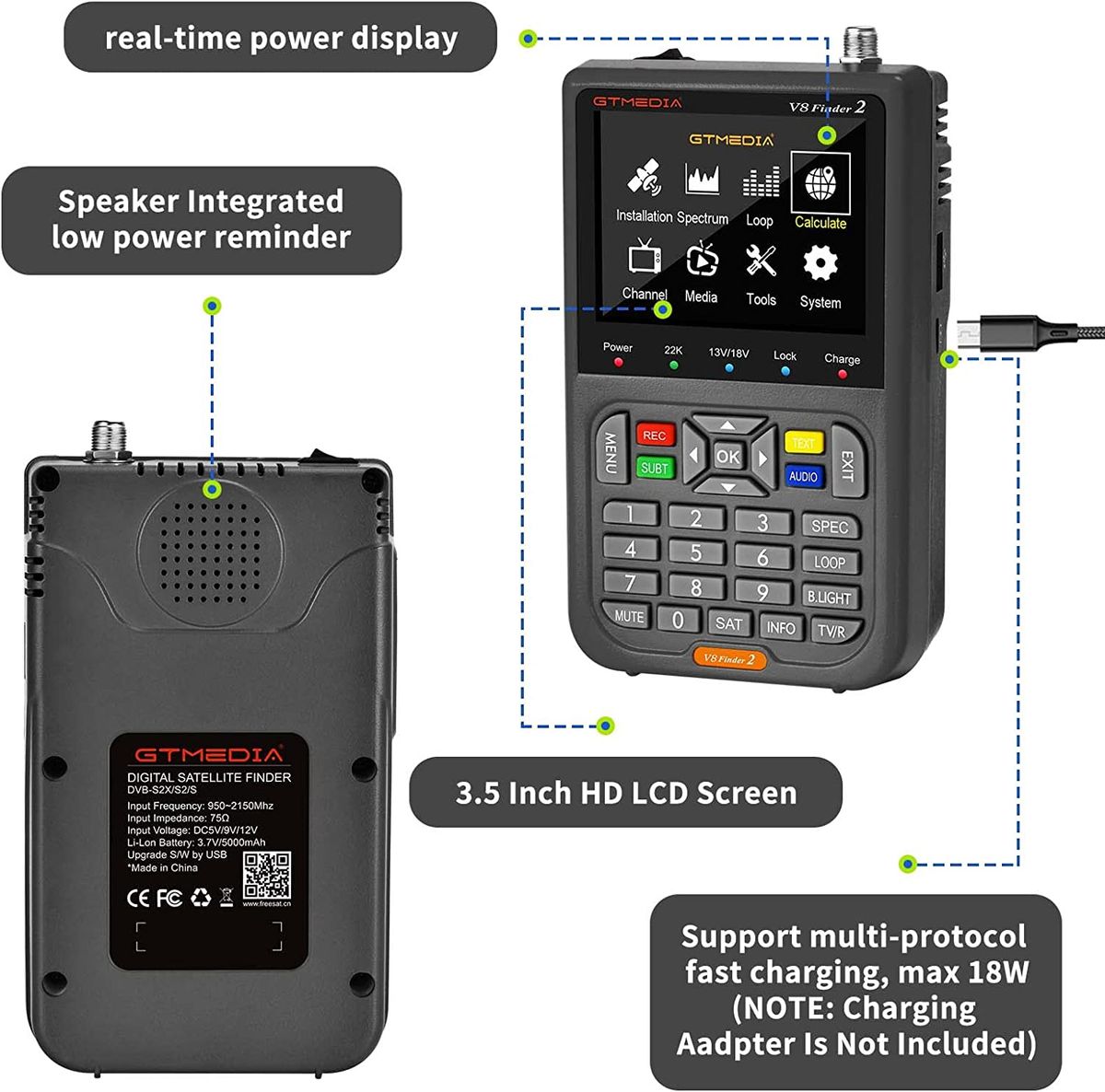 GTMEDIA Finder 2 Satellite Signal Finder-S S2 S2X