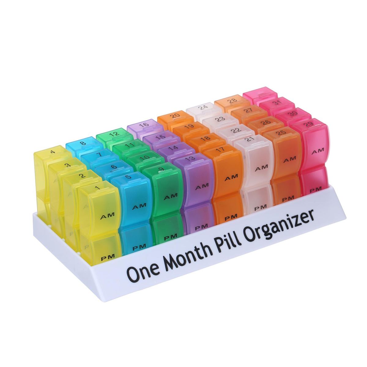 Monthly Pill Organizer Container with Popup Open Design 2 Times a Day AM PM Compartments Large Section Medicine Holder for Travel