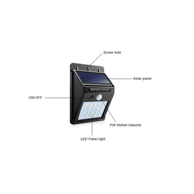 LED Solar Power Wall Light Outdoor Waterproof Yard Path Lamp