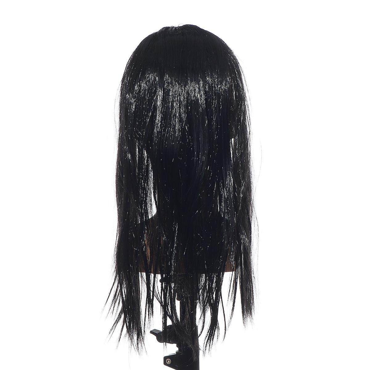 Scary Momo Games Latex With Long Hair Adult Halloween Costume Party Props Black